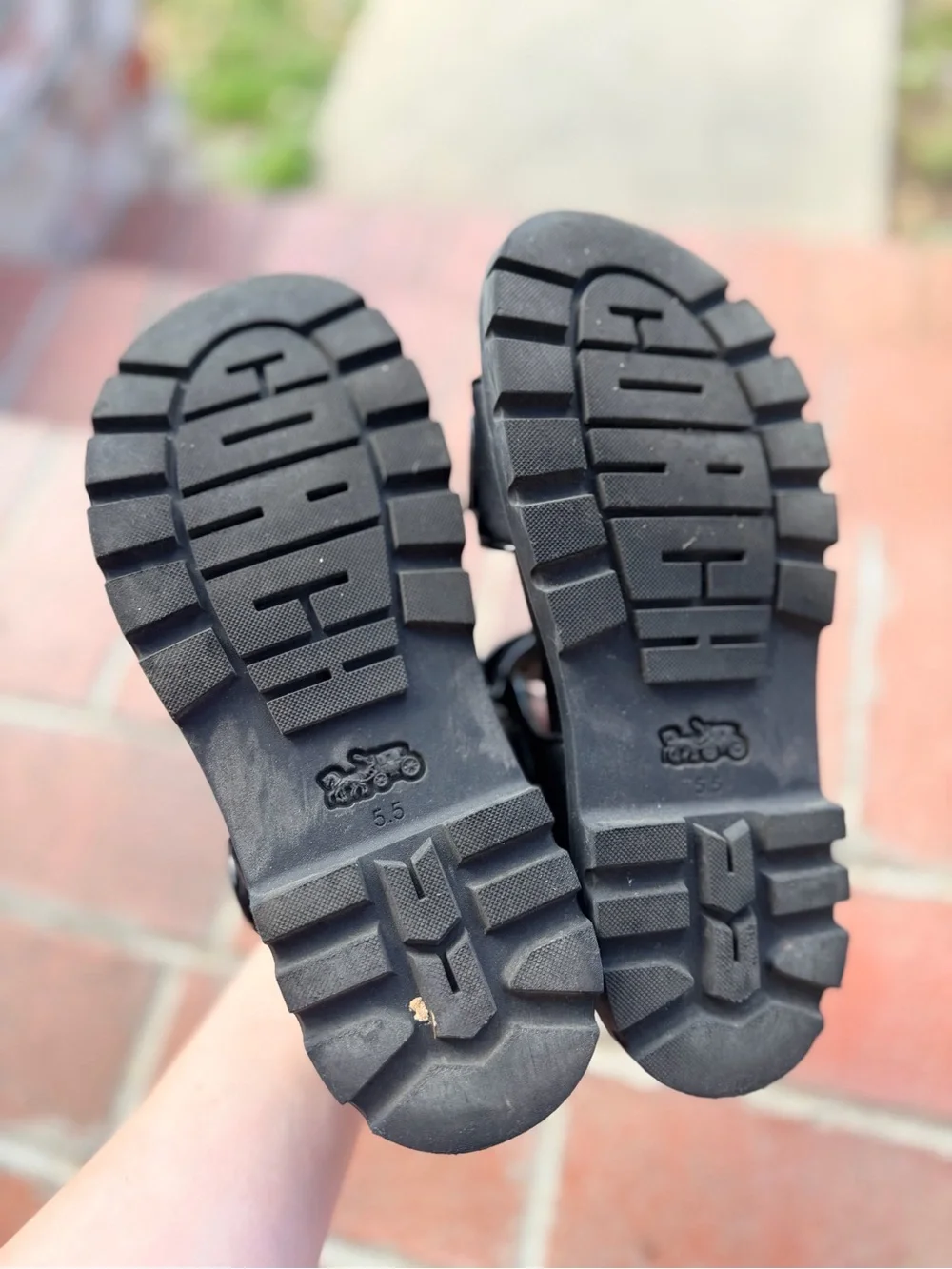 Coach Kids Black Adjustable Velcro Sandals